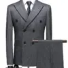 S-7XL Autumn Style Suits Double-breasted Slim Men's Suits Striped Business Professional Casual Formal 2piece Set Groom Wedding
