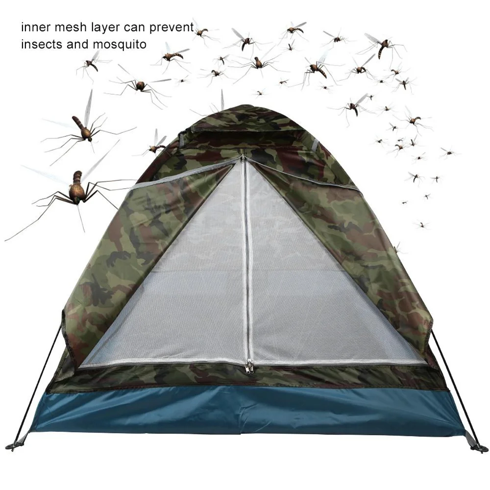 Camping Tents 2 Person Waterproof Camping Tent Mosquito Prevention Anti-UV Camouflage Tents Double Layer Tent for Outdoor Travel