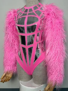 Carnival pink Tassels Mirror Bodysuit stage sexy gogo Lady Gaga Beyonce Madonna SWIFT Avril party gala Special occasion - Image 3