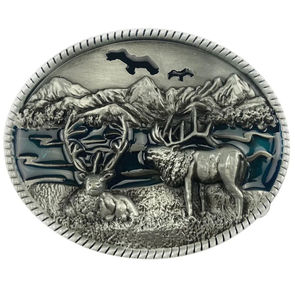 Conserve Wildlife Animal Deers Belt Buckles for Men Oval Fashion Western Cowbos Cowgirls Hebilla Cinturon Hombre