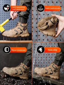 New 2023 Splice Design Men Safety Shoes Lightweight Indestructible Work Sneakers Anti-smash Steel Toe Protective Safety Boots - Image 2