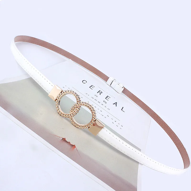 Fashion Adjustable Patent Waist Leather Belt for Women Dress Golden Round Buckle Girdle Female Ladies Waistband Straps