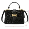 New Female Pure Leather Crossbody Bag Shiny Sequined Evening For Women Brand Small Square Bag Tote Fashion Designer Shoulder Bag - Image 6