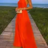 2023 Halter Beach Style Women Summer Maxi Dress Solid Chain Loungewear Backless Fashion Ladies Party Dress Sleeveless Streetwear