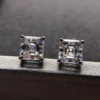 Solid White Gold AU585 Platinum PT950Four claws diamond earrings women's earrings new 14k simple trend - Image 2