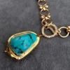 Y.YING Gold Plated Chain Chokers Necklace Blue Turquoise Pendant Designer Gems Jewelry - Image 6