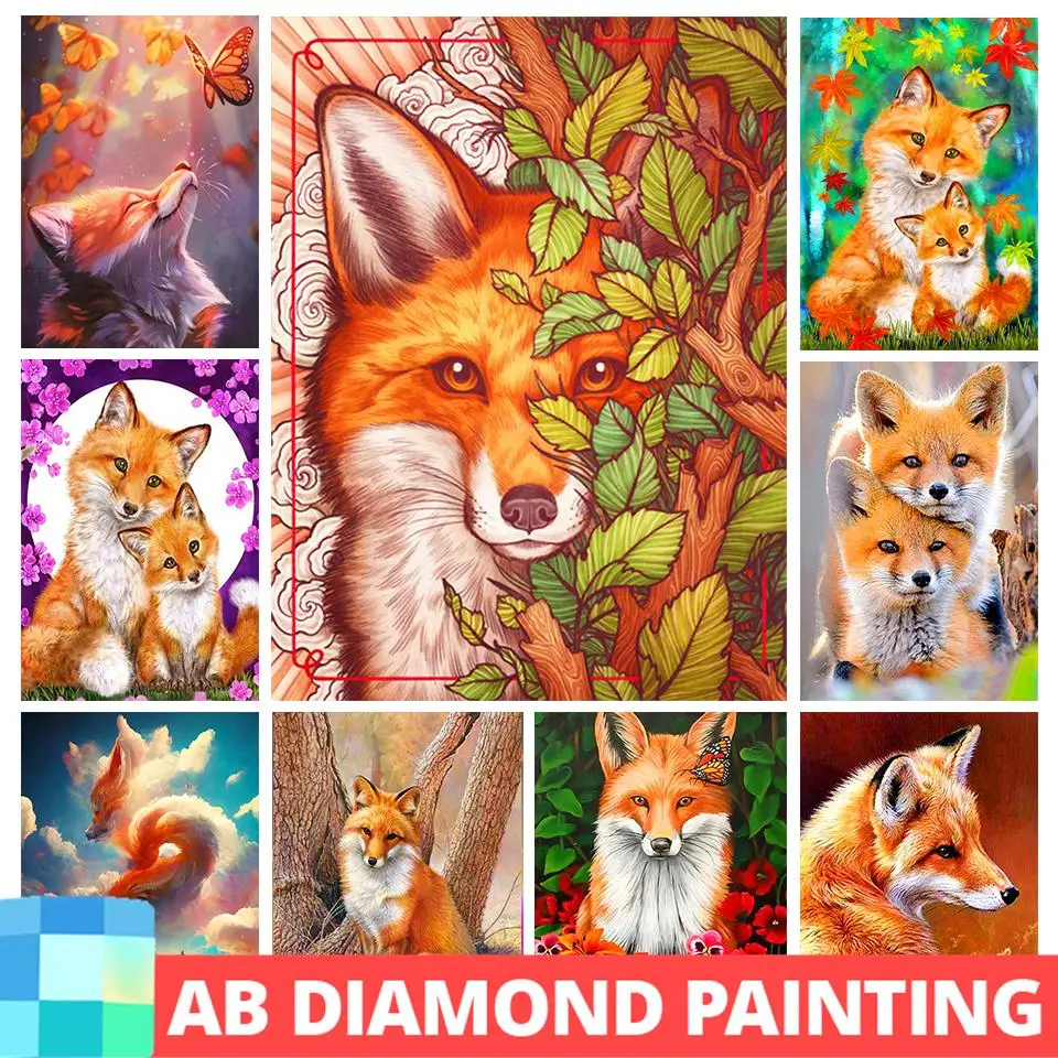 AB Drill Diamond Painting Collection 2023 Fox Full Square/round Embroidery Animal Mosaic Cross Stitch Home Decor