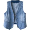 Women Denim Vest 2023 New Spring Summer Jeans Jacket Sleeveless Loose Short Coat Waistcoats Streetwear Korean Outerwear Female - Image 3