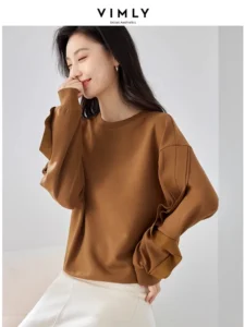 VIMLY Women's Pullover Sweatshirt 2023 Autumn O-neck Loose Lazy Style Korean Fashion Casual Long Sleeve Top Female Clothes M3253 - Image 6