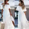 Trendy Casual Summer White Dress for Women Cover-ups Outfits New Boho Hippie Chic Long Maxi Dresses Elegant Party Beachwear