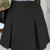 VONDA Summer Pleated Mini Skirt Women Elegant High Waist Skirts 2024 Loose Casual Solid Color Fashion School Basic Short Bottoms