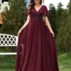 Lucyinlove Elegant Chiffon Short sleeve Formal Evening Dresses Long 2024 Luxury Women Bridesmaid Party Dress Cocktail Prom Gowns