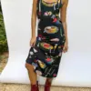 Women Cami Dress Summer Table Collection Print Sleeveless Backless Slip Dresses Midi Bodycon Sundress for Party Streetwear Y2K