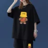 Kawaii Summer Women Oversized Two Piece Short Sets Korean Female Short Sleeve Tops Fashion Casual Cartoon Sports Casual Suits - Image 3