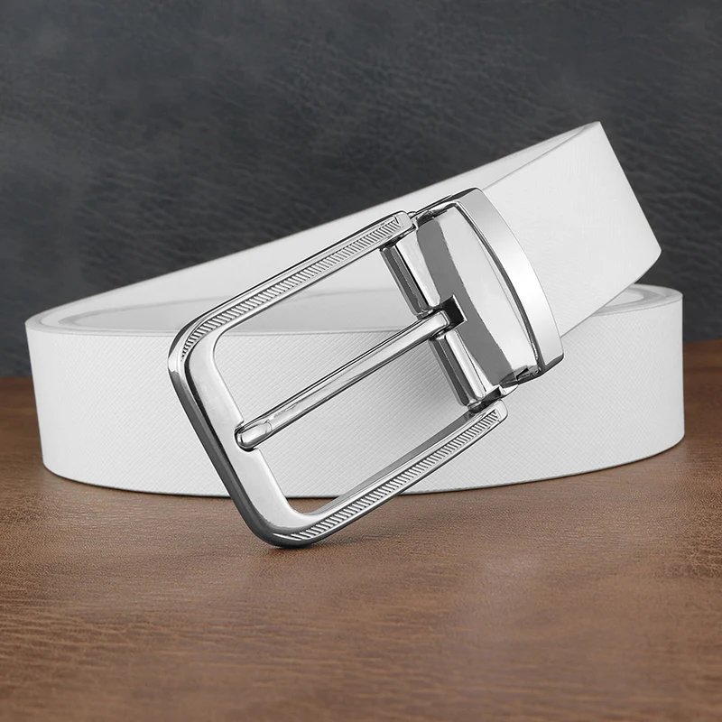 Designer belts men high quality fashion luxury famous brand leisure white genuine leather boys jeans ceinture homme pin buckle
