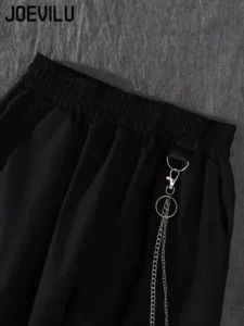 2PCS Women's Streetwear Outfits Loose Long Sleeve Shirt Ribbon Chain Cargo Pants 2 Piece Sets Korean Casual Unisex Couple Suit - Image 5