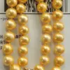 Gorgeous AAA Huge 2 rows 8-9mm Round South Sea Golden pearl bracelet 925S