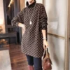 Fashion Vintage Turtleneck Thick Plaid T-shirt Autumn Winter Women's Clothing Loose Korean Long Sleeve Pullovers Tops for Female - Image 5