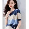 new fashionable summer dress hollow out net gauze ice silk knit short sleeve women's round collar thin T shirt thin loose top - Image 2