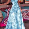 Long Dresses For Women Flower Printed Spaghetti Strap High Waist Large Skirt Hem Ladies Maxi Dress 2023 Summer Boho Beach Party