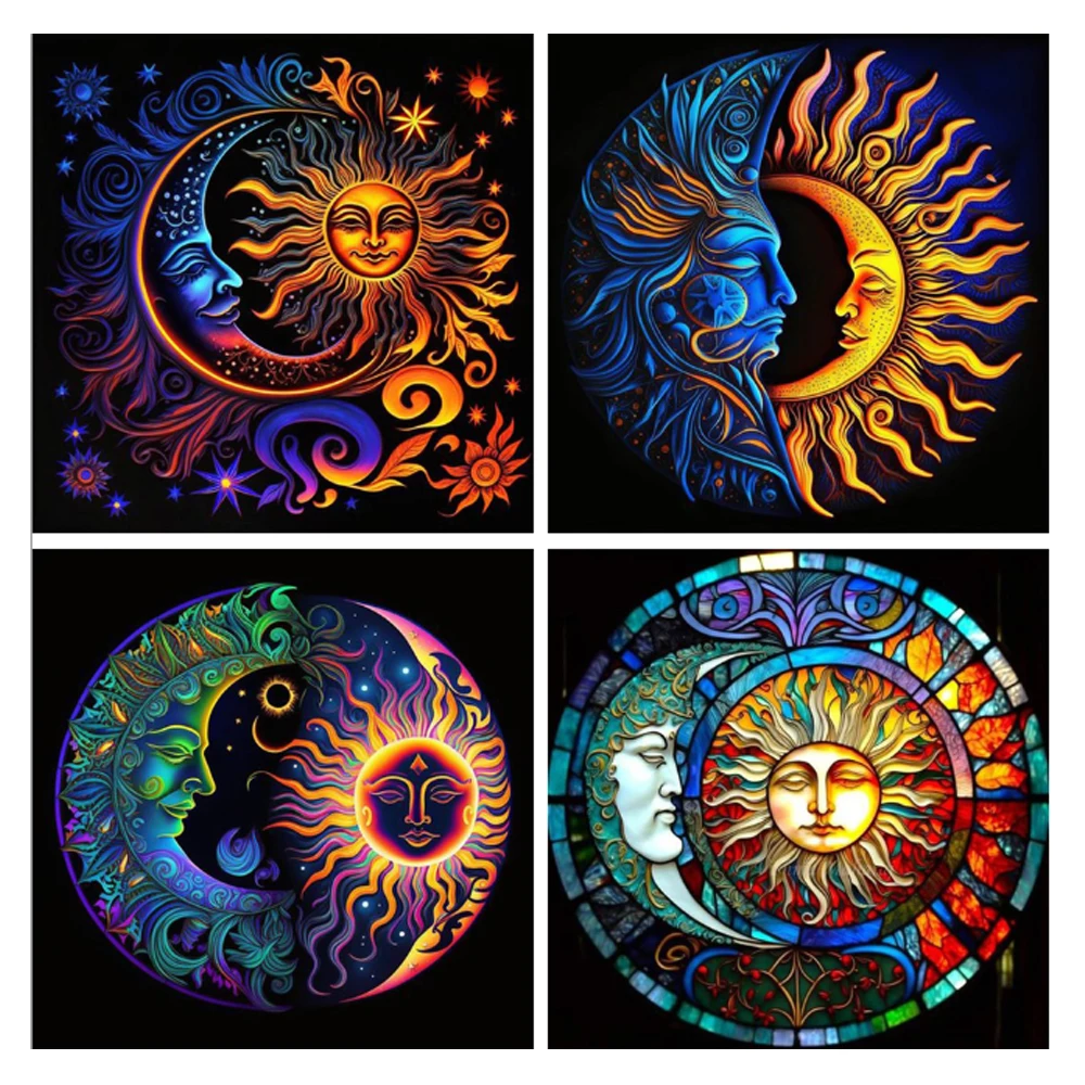 New Collection 2023 Diamond Mosaic Sun And Moon Full Layout Diamond Painting Fantasy YinYang Landscape DIY Kit For Adult Gift