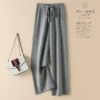 High-waist Drape Wide-leg Pants Autumn Winter Loose Knit Straight-leg Baggy Pants Korean Fashion Lace-up Casual Women Clothing - Image 4