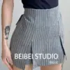 A-line High Waist Women Cozy Mini Skirts 2023 Summer New Solid Color Female Split Hem Skirt Retro Striped Design Club Streetwear