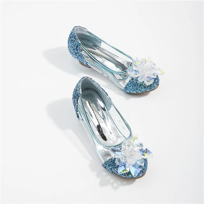 Girls Princess Shoes Spring New Children Show High Heel Shoe Beautiful Girl Transparent Crystal Shoe Kids Shoe