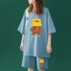 Kawaii Summer Women Oversized Two Piece Short Sets Korean Female Short Sleeve Tops Fashion Casual Cartoon Sports Casual Suits - Image 4