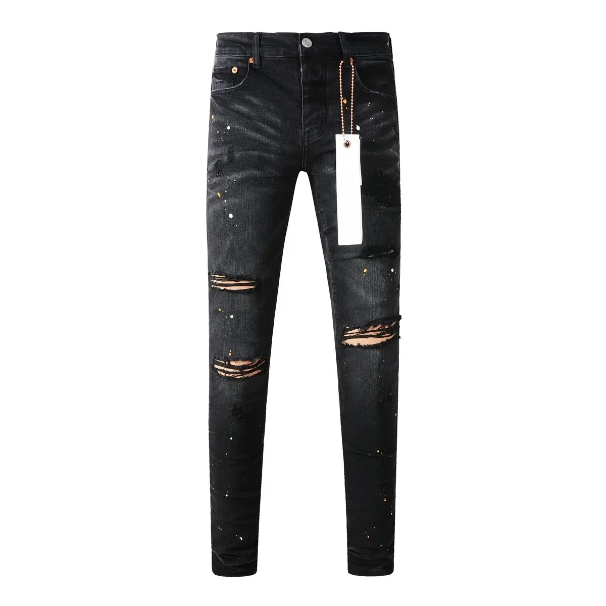 New Fashion Purple ROCA brand jeans high street paint black, high quality repair, low elevation tight jeans 28-40 size pants