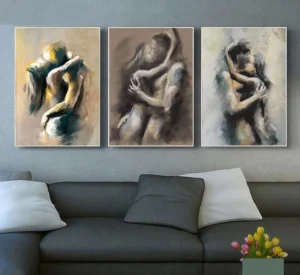 Couple Kiss Hug Abstract Erotic Nude Lovers Embracing Fantasy Sexual Poster Wall Art Pictures Canvas Painting Room Home Decor - Image 4