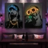 Neon Effect Art Famous Singer Canvas Prints Poster Rapper Glowing Wall Decor Painting Hip Hop Star Pictures For Home Living Room - Image 3