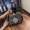 2024 New Luxury Fashion Diamonds Women's Handbags Leather Design Clip Rhinestone Bag Portable Tote Shoulder Messenger Bags - Image 2