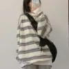 Sweatshirts Women Soft Student Striped Hot Sale Harajuku Female Baggy High Street Korean Style All-match Vintage Basic Clothing
