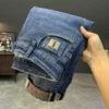 Summer thin light luxury jeans men's fashionable printed fashionable high-end Stretch Slim casual all-match cropped pants - Image 3