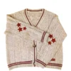 Deeptown Vintage Beige Swift Knit Sweater Women Y2K College Taylor Oversize Star Embroidery Cardigan Folklore Knitted Jumper - Image 4
