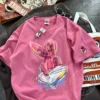 2023 Spring New Korean Cartoon Rabbit Painting Leisure Half Sleeve Round Neck Pullover Cotton Short Sleeve T-shirt Female - Image 3