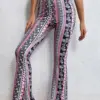 New Fashion Flared Pants Boho Style Floral Printed Yoga Pants High Waist Elastic Streetwear Wide Leg Casual Trousers
