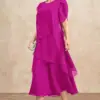 Temperament Chiffon Mother Of The Bride Dress Irregular Layered Hem Short Sleeve Maxi Dress Party Wedding Guest Dress Plus Size