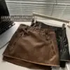 Women Leather Skirt Zipper Harajuku Korean Gyaru Casual Chic Fashion Retro A-Line Skirt High Street Coquette Autumn Winter 2023