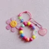 Cute Smiling Flower Keychains Korean Style Sweet Colorful Sunflower Keyrings With Beaded Chains Acrylic Flowers Keys Accessories - Image 5