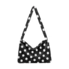 Women Plush Underarm Bags Mini Black and white dot Zipper Plush Pattern Shoulder Bags For Lady Simple Portable Daily Handbags - Image 2