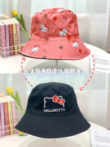 Hello Kitty Double-Sided Hat Kawaii Sanrio Cinnamoroll Anime My Melody Kuromi Cute Cartoon Girly Heart Bucket Hat Toy for Girls - Image 5