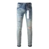 New Fashion Purple jeans man with distressed hole patches Fashion Repair Low Rise Skinny Denim pants 28-40 size - Image 2