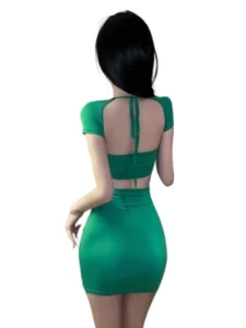 Summer Pure Desire Girl Unique Hollow Out Green Dress Elegant Girl Open Back Sexy Spicy Girl Fashion Sexy Korean Women Top JN8X - Image 5