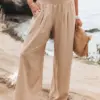 ABINGOO Spring/Summer New Women Cotton Linen Wide Leg Pants Loose Solid Office Lady Trousers Elastic Waist Casual Long Pants