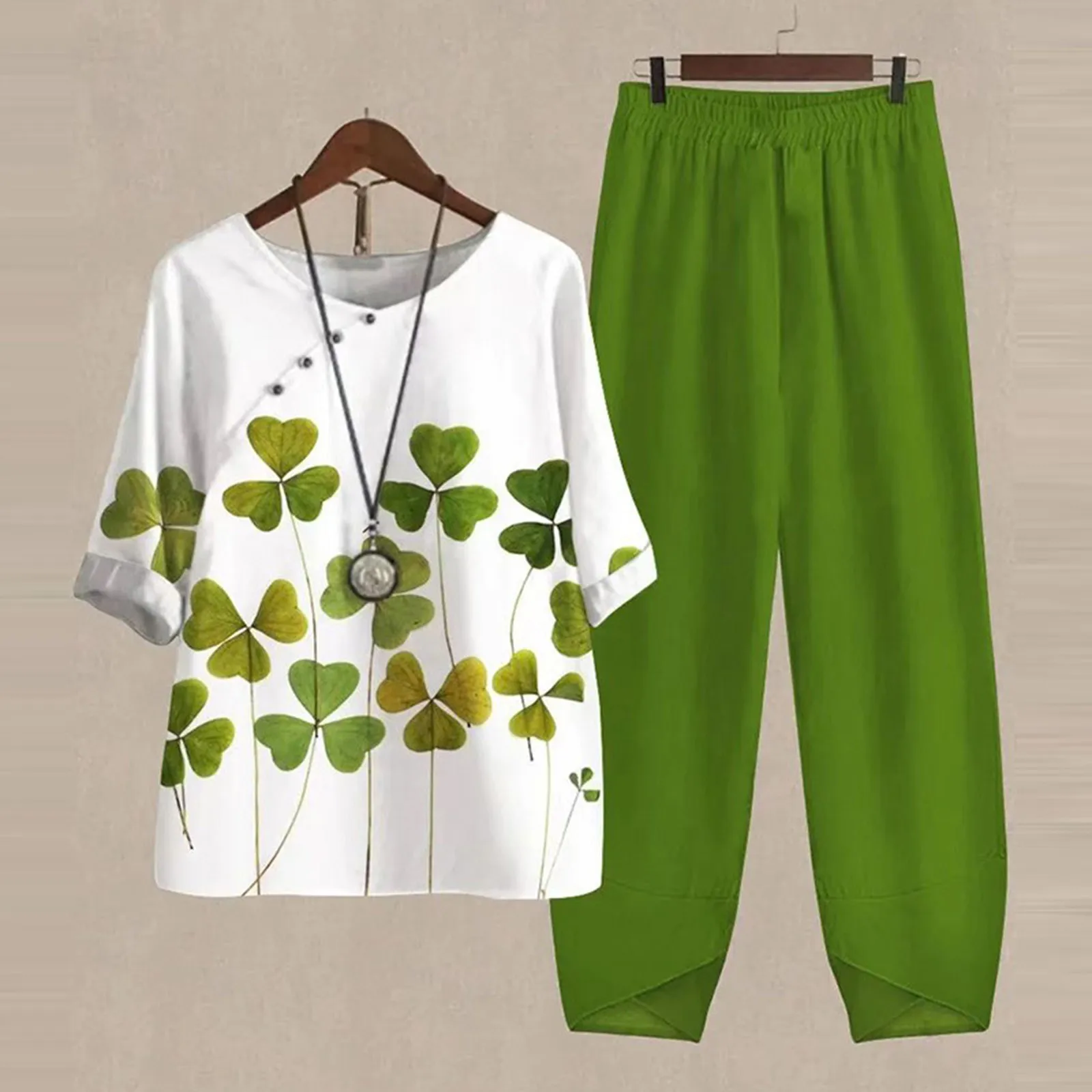 Summer Casual Two Piece Sets Women Loose O Neck Short Sleeve High Waist Pants Flower Print Outfits Ladies Elegant Vintage Suit
