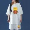 Kawaii Summer Women Oversized Two Piece Short Sets Korean Female Short Sleeve Tops Fashion Casual Cartoon Sports Casual Suits - Image 2