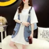 Fake Two Pieces Braces Denim Patchwork Pullovers Female Clothing Solid Color Summer Korean Loose Half Sleeve Midi T-shirt 2023 - Image 6