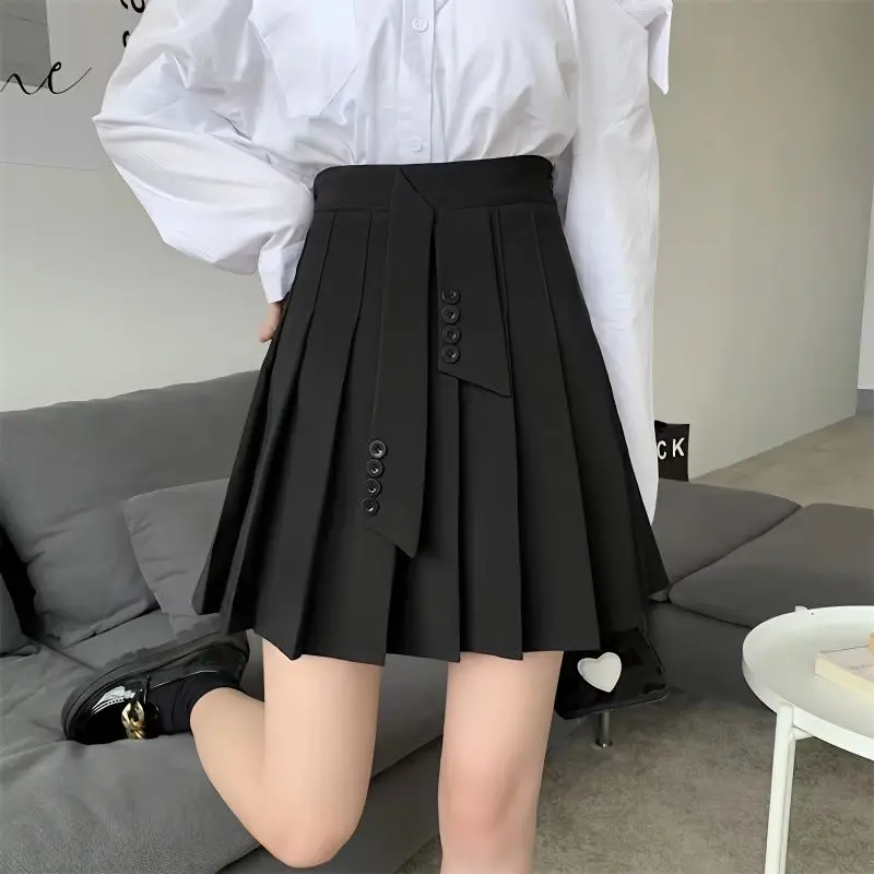 Ladies Girl Next Door Fashion Style Mini Dress Summer Slim Pleated New Women's Clothing Solid Color High Waist A-line Skirt
